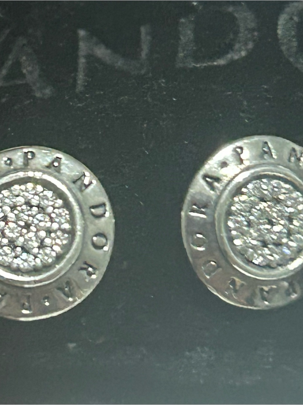 Pandora Silver Pavé Circle Stud Earrings - Silver Sparkle